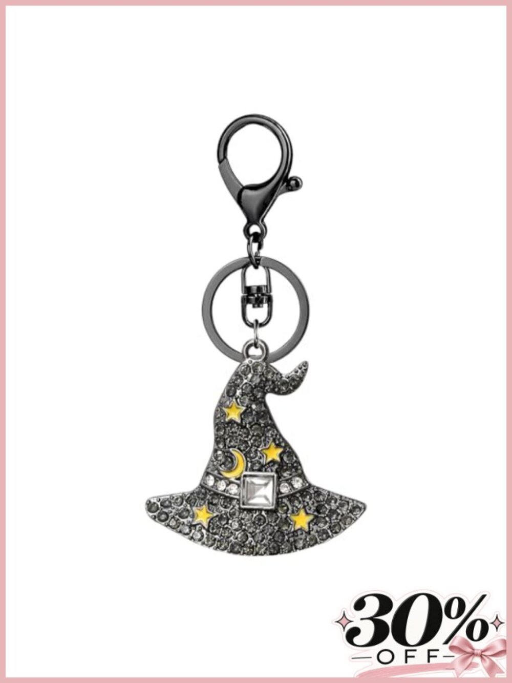Rhinestone Halloween Keychain Purse Charm Ghost Pumpkin Bat Witch Hat Sparkly